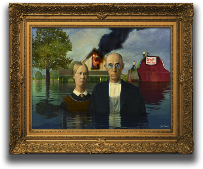 The Rural Chaos (original: Grant Wood, American Gothic)